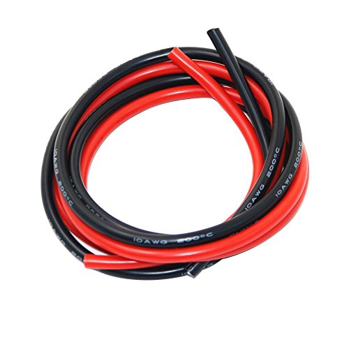 BNTECHGO 10 Gauge Silicone Wire Ultra Flexible 20 Feet high temp 200 deg C 600V 10 AWG Silicone Wire 1050 Strands of Tinned Copper Wire Stranded Wire Model Battery Cable Black and Red Each Color 10 ft von BNTECHGO