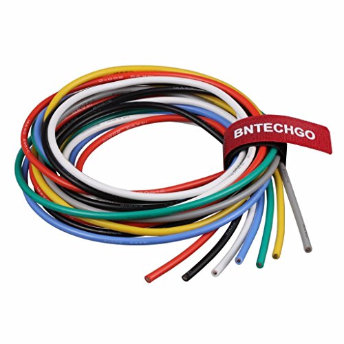 BNTECHGO 14 Gauge Silicone Wire Kit Ultra Flexible 7 Color High Resistant 600V 200 deg C Silicone Rubber Insulation 14 AWG Silicone Wire 400 Strands of Tinned Copper Wire Stranded Wire Battery Cable von BNTECHGO