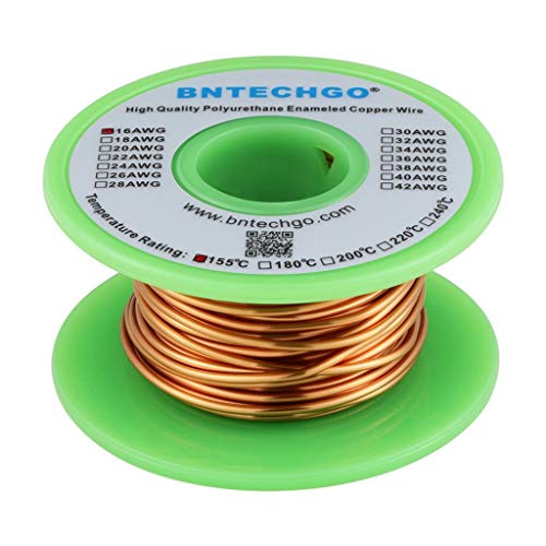 BNTECHGO 16 AWG Magnet Wire - Enameled Copper Wire - Enameled Magnet Winding Wire - 4 oz - 0.0492"Diameter 1 Spool Coil Natural Temperature Rating 155℃ Widely Used for Transformers Inductors BNTECHGO 16 AWG Magnet Wire - Enameled Copper Wire - Enameled Magnet Winding Wire - 4 oz - 0.0492"Diameter 1 Spool Coil Natural Temperature Rating 155℃ Widely Used for Transformers Inductors von BNTECHGO