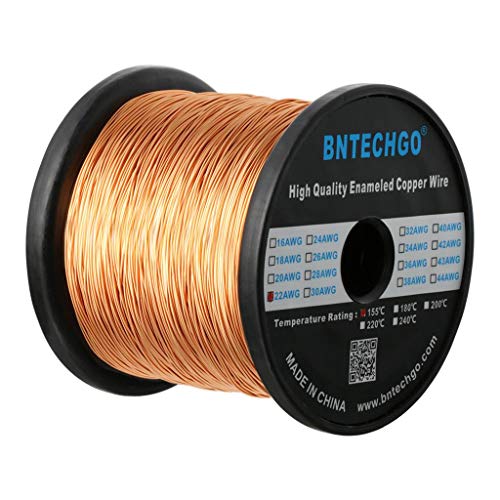 BNTECHGO 22 AWG Magnet Wire - Enameled Copper Wire - Enameled Magnet Winding Wire - 3.0 lb - 0.0256"Diameter 1 Spool Coil Natural Temperature Rating 155℃ Widely Used for Transformers Inductors BNTECHGO 22 AWG Magnet Wire - Enameled Copper Wire - Enameled Magnet Winding Wire - 3.0 lb - 0.0256"Diameter 1 Spool Coil Natural Temperature Rating 155℃ Widely Used for Transformers Inductors von BNTECHGO