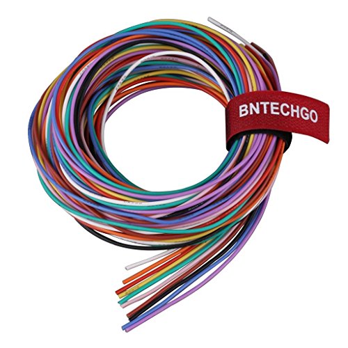 BNTECHGO 22 Gauge Silicone Wire Kit Ultra Flexible 10 Color High Resistant 200 deg C 600V Silicone Rubber Insulation 22 AWG Silicone Wire 60 Strands of Tinned Copper Wire Stranded Wire Model Cable von BNTECHGO