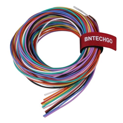 BNTECHGO 22 Gauge Silicone Wire Kit Ultra Flexible 10 Color High Resistant 200 deg C 600V Silicone Rubber Insulation 22 AWG Silicone Wire 60 Strands of Tinned Copper Wire Stranded Wire Model Cable von BNTECHGO