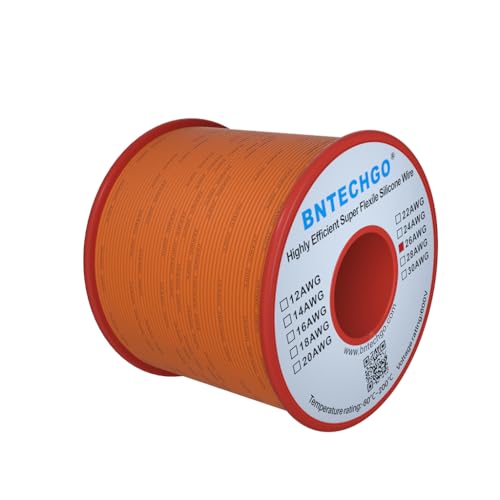 BNTECHGO 26 Gauge Silicone Wire Spool Orange 250 feet Ultra Flexible High Temp 200 deg C 600V 26 AWG Silicone Rubber Wire 30 Strands of Tinned Copper Wire Stranded Wire for Model Low Impedance BNTECHGO 26 Gauge Silicone Wire Spool Orange 250 feet Ultra Flexible High Temp 200 deg C 600V 26 AWG Silicone Rubber Wire 30 Strands of Tinned Copper Wire Stranded Wire for Model Low Impedance von BNTECHGO