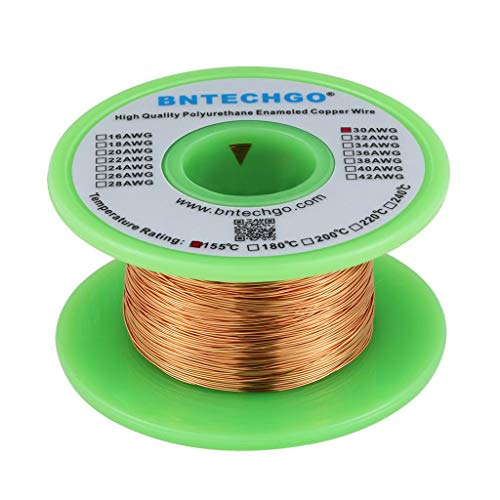 BNTECHGO 30 AWG Magnet Wire - Enameled Copper Wire - Enameled Magnet Winding Wire - 4 oz - 0.0098"Diameter 1 Spool Coil Natural Temperature Rating 155℃ Widely Used for Transformers Inductors von BNTECHGO