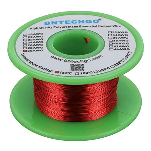 BNTECHGO 30 AWG Magnet Wire - Enameled Copper Wire - Enameled Magnet Winding Wire - 4 oz - 0.0098" Diameter 1 Spool Coil Red Temperature Rating 155℃ Widely Used for Transformers Inductors BNTECHGO 30 AWG Magnet Wire - Enameled Copper Wire - Enameled Magnet Winding Wire - 4 oz - 0.0098" Diameter 1 Spool Coil Red Temperature Rating 155℃ Widely Used for Transformers Inductors von BNTECHGO