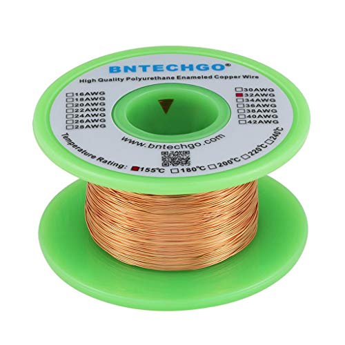 BNTECHGO 32 AWG Magnetdraht - Enameled Kupferdraht - 4 oz - 0.0078" Durchmesser - 1 Spule - Natürliche Farbe - Temperaturbereich 155℃ - Geeignet für Transformatoren, Induktoren uvm. BNTECHGO 32 AWG Magnetdraht - Enameled Kupferdraht - 4 oz - 0.0078" Durchmesser - 1 Spule - Natürliche Farbe - Temperaturbereich 155℃ - Geeignet für Transformatoren, Induktoren uvm. von BNTECHGO