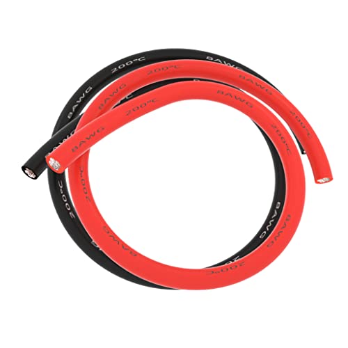 BNTECHGO 8 Gauge Silicone Wire Ultra Flexible 6 Feet high temp 200 deg C 600V 8 AWG Silicone Wire 1650 Strands of Tinned Copper Wire Stranded Wire Model Battery Cable Black and Red Each Color 3 ft von BNTECHGO