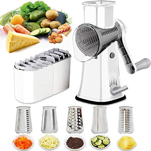 Drehbare Käsereibe Zerkleinerer 5-in-1 Tumbling Box Mandoline Gemüse Julienne Slicer Waffel Cutter Nusshacker mit Griff und starker Saugbasis … Drehbare Käsereibe Zerkleinerer 5-in-1 Tumbling Box Mandoline Gemüse Julienne Slicer Waffel Cutter Nusshacker mit Griff und starker Saugbasis … von BNUNWISH