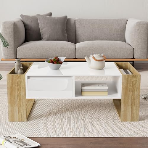 BNUZ Moderner Couchtisch,60cmx100cm,teilweise Hochglanz,mit Schubladen und offenen Fächern BNUZ Moderner Couchtisch,60cmx100cm,teilweise Hochglanz,mit Schubladen und offenen Fächern von BNUZ