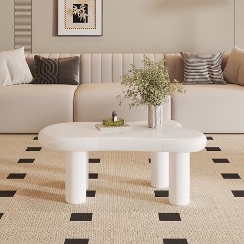 BNUZ Weißer Couchtisch in Cloud-Form aus MDF mit 16-Farbiger LED-Beleuchtung & Schublade – Moderner Wohnzimmertisch,mit Stauraum BNUZ Weißer Couchtisch in Cloud-Form aus MDF mit 16-Farbiger LED-Beleuchtung & Schublade – Moderner Wohnzimmertisch,mit Stauraum von BNUZ