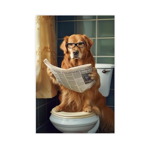 BNVJFNE Golden Retriever Lesende Zeitung auf Toilette, Leinwandposter, Wandkunst, Dekordruck, Bild, Gemälde für Wohnzimmer, Schlafzimmer, Dekoration, 40 x 60 cm BNVJFNE Golden Retriever Lesende Zeitung auf Toilette, Leinwandposter, Wandkunst, Dekordruck, Bild, Gemälde für Wohnzimmer, Schlafzimmer, Dekoration, 40 x 60 cm von BNVJFNE