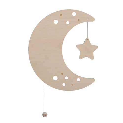 BO BABY'S ONLY - Baby Wandlampe - Mond - Mondlampe für Babyzimmer - Nachtlampe mit batterie für Kinderzimmer - FSC-Gütezeichen Holzlampe - 25000 Brennstunden - Wandlampe bemalbar von BO BABY'S ONLY