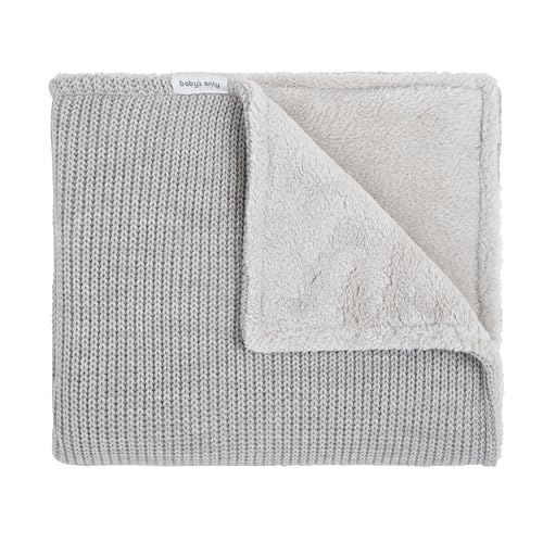 BO Baby’s Only - Babydecke Hope - Strickdecke mit Teddystoff - Für Jungen und Mädchen - 70x95 cm - Dusty Grey von BO BABY'S ONLY