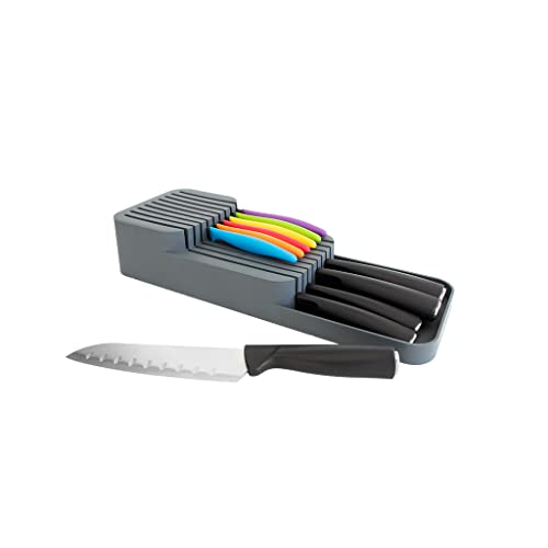 BOAA Fresh Messerorganizer für 18 Messer (grau), zweistufig, für die Küchenschublade oder freistehend, Besteckkasten, Ordnungssystem Küche, Schubladen Organizer Küche, Aufbewahrung Küche 39 x 14 cm von BOAA Fresh