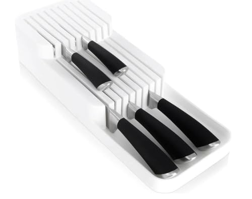 BOAA Fresh Messerorganizer für 18 Messer – zweistufiger Messerblock für Küchenschublade oder freistehend, rutschfest, platzsparend, weiss (39 x 14 cm) von BOAA Fresh