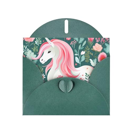 BOAIHH Horizontale Weihnachtskarte Einhorn mit rosa Haaren, mit dunkelgrünem herzförmigem Umschlag und zum Schreiben verschiedener Urlaubsgrüße BOAIHH Horizontale Weihnachtskarte Einhorn mit rosa Haaren, mit dunkelgrünem herzförmigem Umschlag und zum Schreiben verschiedener Urlaubsgrüße von BOAIHH