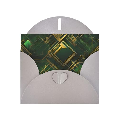 BOAIHH Horizontale Weihnachtskarte in Schwarz und Grün, kariert, mit grauem herzförmigem Umschlag und zum Schreiben verschiedener Urlaubsgrüße von BOAIHH