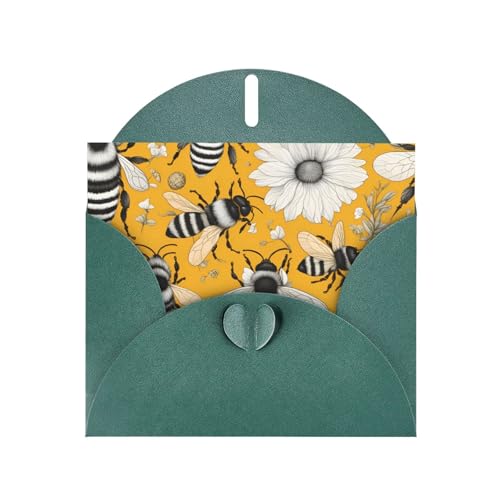 BOAIHH Horizontale Weihnachtskarte mit Cartoon-Biene und dunkelgrünem herzförmigem Umschlag und zum Schreiben verschiedener Urlaubsgrüße von BOAIHH