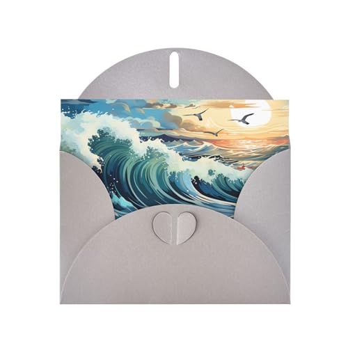 BOAIHH Horizontale Weihnachtskarte mit Segelboot, Möwe, mit grauem herzförmigem Umschlag und zum Schreiben verschiedener Urlaubsgrüße von BOAIHH