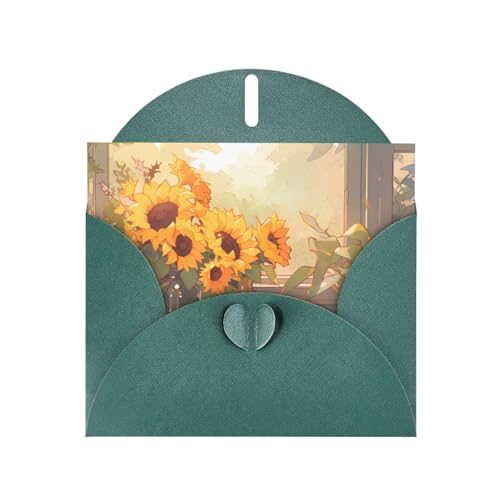 BOAIHH Horizontale Weihnachtskarte mit Sonnenblumen unter der Fensterbank, mit dunkelgrünem, herzförmigem Umschlag und zum Schreiben verschiedener Urlaubsgrüße BOAIHH Horizontale Weihnachtskarte mit Sonnenblumen unter der Fensterbank, mit dunkelgrünem, herzförmigem Umschlag und zum Schreiben verschiedener Urlaubsgrüße von BOAIHH
