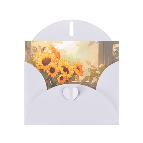 BOAIHH Horizontale Weihnachtskarte mit Sonnenblumen unter der Fensterbank, mit weißem herzförmigem Umschlag und zum Schreiben verschiedener Urlaubsgrüße BOAIHH Horizontale Weihnachtskarte mit Sonnenblumen unter der Fensterbank, mit weißem herzförmigem Umschlag und zum Schreiben verschiedener Urlaubsgrüße von BOAIHH