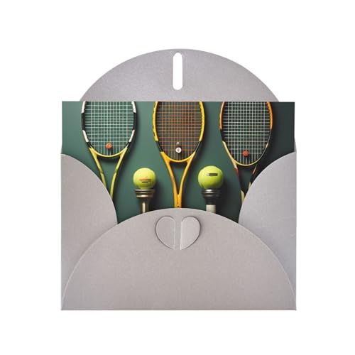 BOAIHH Horizontale Weihnachtskarte mit Tennisbällen und Schlägern, mit grauem herzförmigem Umschlag und zum Schreiben verschiedener Urlaubsgrüße von BOAIHH