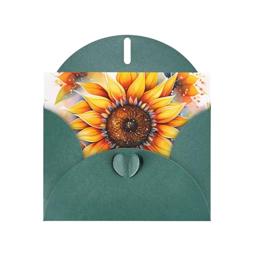 BOAIHH Horizontale Weihnachtskarte mit gelber Sonnenblume in Öl und dunkelgrünem herzförmigem Umschlag und zum Schreiben verschiedener Weihnachtsgrüße BOAIHH Horizontale Weihnachtskarte mit gelber Sonnenblume in Öl und dunkelgrünem herzförmigem Umschlag und zum Schreiben verschiedener Weihnachtsgrüße von BOAIHH