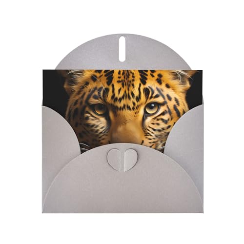 BOAIHH Horizontale Weihnachtskarte mit grauem herzförmigem Umschlag und Aufschrift Deep-Eyed Leopard BOAIHH Horizontale Weihnachtskarte mit grauem herzförmigem Umschlag und Aufschrift Deep-Eyed Leopard von BOAIHH
