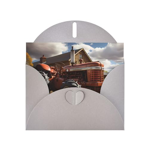 BOAIHH Horizontale Weihnachtskarte mit rotem Traktor, mit grauem herzförmigem Umschlag und zum Schreiben verschiedener Urlaubsgrüße BOAIHH Horizontale Weihnachtskarte mit rotem Traktor, mit grauem herzförmigem Umschlag und zum Schreiben verschiedener Urlaubsgrüße von BOAIHH