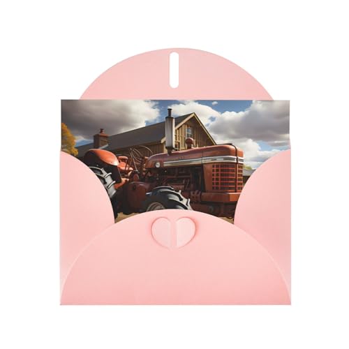 BOAIHH Horizontale Weihnachtskarte mit rotem Traktor, mit rosa herzförmigem Umschlag und zum Schreiben verschiedener Urlaubsgrüße BOAIHH Horizontale Weihnachtskarte mit rotem Traktor, mit rosa herzförmigem Umschlag und zum Schreiben verschiedener Urlaubsgrüße von BOAIHH