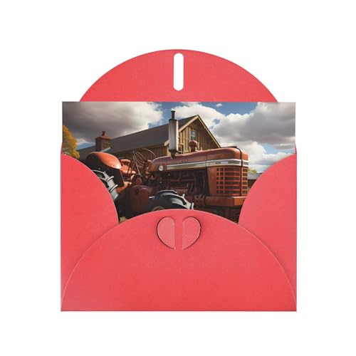 BOAIHH Horizontale Weihnachtskarte mit rotem Traktor und rotem herzförmigem Umschlag und zum Schreiben verschiedener Urlaubsgrüße BOAIHH Horizontale Weihnachtskarte mit rotem Traktor und rotem herzförmigem Umschlag und zum Schreiben verschiedener Urlaubsgrüße von BOAIHH