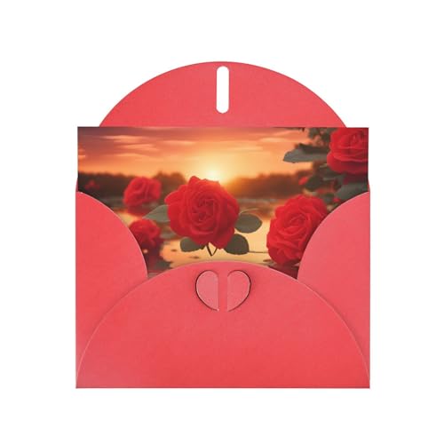 BOAIHH Horizontale Weihnachtskarte mit roten Rosen bei Sonnenuntergang, mit rotem herzförmigem Umschlag und zum Schreiben verschiedener Urlaubsgrüße BOAIHH Horizontale Weihnachtskarte mit roten Rosen bei Sonnenuntergang, mit rotem herzförmigem Umschlag und zum Schreiben verschiedener Urlaubsgrüße von BOAIHH