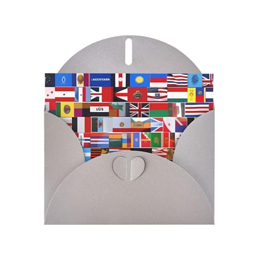 BOAIHH Horizontale Weihnachtskarte mit verschiedenen Flaggen, mit grauem herzförmigem Umschlag und zum Schreiben verschiedener Weihnachtsgrüße von BOAIHH