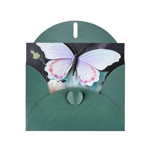 BOAIHH Horizontale Weihnachtskarte mit weißem Schmetterling, mit dunkelgrünem herzförmigem Umschlag und zum Schreiben verschiedener Urlaubsgrüße BOAIHH Horizontale Weihnachtskarte mit weißem Schmetterling, mit dunkelgrünem herzförmigem Umschlag und zum Schreiben verschiedener Urlaubsgrüße von BOAIHH