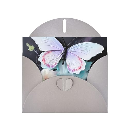 BOAIHH Horizontale Weihnachtskarte mit weißem Schmetterling, mit grauem herzförmigem Umschlag und zum Schreiben verschiedener Urlaubsgrüße von BOAIHH
