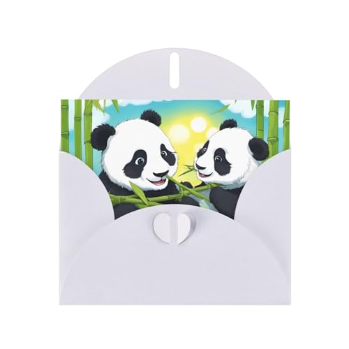 BOAIHH Horizontale Weihnachtskarte mit zwei glücklichen Pandas, mit weißem herzförmigem Umschlag und zum Schreiben verschiedener Weihnachtsgrüße von BOAIHH