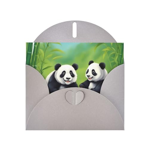 BOAIHH Horizontale Weihnachtskarte mit zwei niedlichen Pandas, mit grauem herzförmigem Umschlag und zum Schreiben verschiedener Weihnachtsgrüße von BOAIHH
