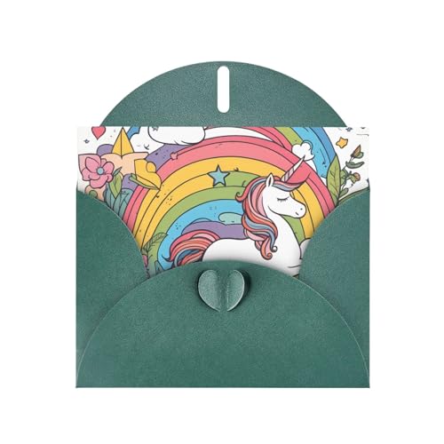 BOAIHH Hübsche horizontale Weihnachtskarte mit Regenbögen und Einhörnern, mit dunkelgrünem, herzförmigem Umschlag und zum Schreiben verschiedener Weihnachtsgrüße BOAIHH Hübsche horizontale Weihnachtskarte mit Regenbögen und Einhörnern, mit dunkelgrünem, herzförmigem Umschlag und zum Schreiben verschiedener Weihnachtsgrüße von BOAIHH