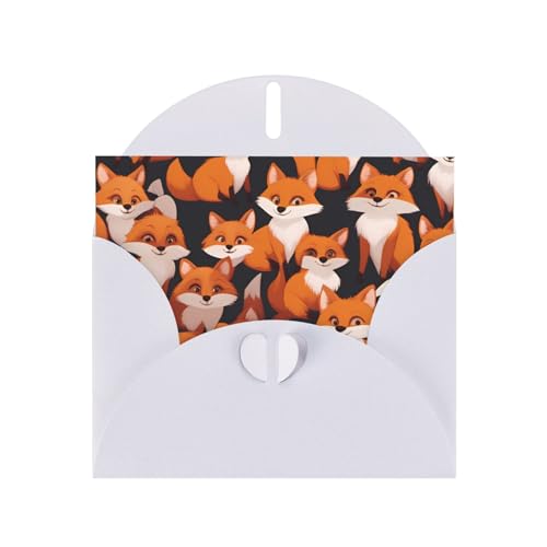 BOAIHH Lots Of Cartoon Little Foxes Horizontale Weihnachtskarte mit weißem herzförmigem Umschlag und zum Schreiben verschiedener Urlaubsgrüße BOAIHH Lots Of Cartoon Little Foxes Horizontale Weihnachtskarte mit weißem herzförmigem Umschlag und zum Schreiben verschiedener Urlaubsgrüße von BOAIHH