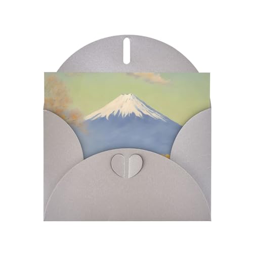 BOAIHH Mt. Fuji In The Distance Horizontale Weihnachtskarte mit grauem herzförmigem Umschlag und zum Schreiben verschiedener Urlaubsgrüße von BOAIHH