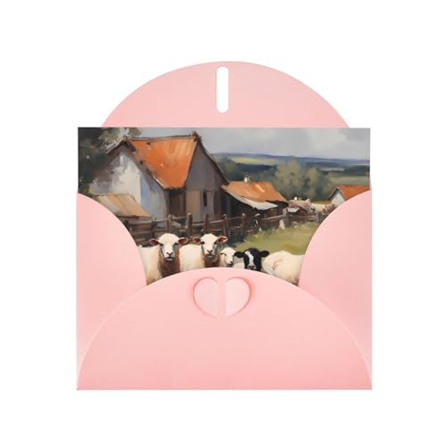 BOAIHH Niedliche Bauernhoftiere, horizontale Weihnachtskarte mit rosa herzförmigem Umschlag und zum Schreiben verschiedener Urlaubsgrüße BOAIHH Niedliche Bauernhoftiere, horizontale Weihnachtskarte mit rosa herzförmigem Umschlag und zum Schreiben verschiedener Urlaubsgrüße von BOAIHH