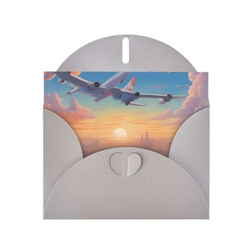 BOAIHH Schöne horizontale Flugzeug-Urlaubskarte mit grauem herzförmigem Umschlag und zum Schreiben verschiedener Urlaubsgrüße von BOAIHH