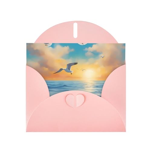 BOAIHH Seagulls By The Sea Horizontale Weihnachtskarte mit rosa herzförmigem Umschlag und zum Schreiben verschiedener Urlaubsgrüße BOAIHH Seagulls By The Sea Horizontale Weihnachtskarte mit rosa herzförmigem Umschlag und zum Schreiben verschiedener Urlaubsgrüße von BOAIHH