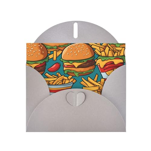 BOAIHH Süße horizontale Burger-Pommes-Weihnachtskarte mit grauem herzförmigem Umschlag und zum Schreiben verschiedener Urlaubsgrüße BOAIHH Süße horizontale Burger-Pommes-Weihnachtskarte mit grauem herzförmigem Umschlag und zum Schreiben verschiedener Urlaubsgrüße von BOAIHH