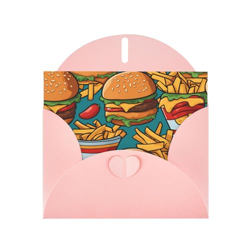 BOAIHH Süße horizontale Burger-Pommes-Weihnachtskarte mit rosa herzförmigem Umschlag und zum Schreiben verschiedener Urlaubsgrüße BOAIHH Süße horizontale Burger-Pommes-Weihnachtskarte mit rosa herzförmigem Umschlag und zum Schreiben verschiedener Urlaubsgrüße von BOAIHH