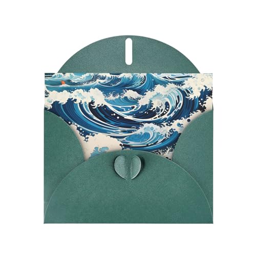 BOAIHH Ukiyo-E Style Waves Horizontale Weihnachtskarte mit dunkelgrünem herzförmigem Umschlag und zum Schreiben verschiedener Urlaubsgrüße BOAIHH Ukiyo-E Style Waves Horizontale Weihnachtskarte mit dunkelgrünem herzförmigem Umschlag und zum Schreiben verschiedener Urlaubsgrüße von BOAIHH