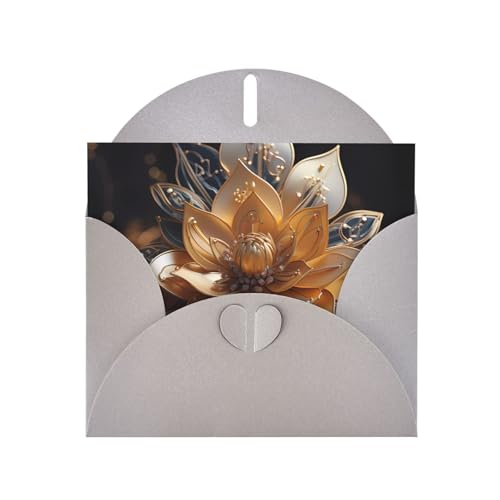 BOAIHH Weiße zarte Lotusblüte horizontale Weihnachtskarte mit grauem herzförmigem Umschlag und zum Schreiben verschiedener Weihnachtsgrüße von BOAIHH