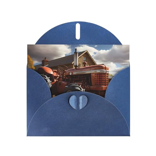Horizontale Weihnachtskarte mit rotem Traktor, mit blauem herzförmigem Umschlag und zum Schreiben verschiedener Urlaubsgrüße Horizontale Weihnachtskarte mit rotem Traktor, mit blauem herzförmigem Umschlag und zum Schreiben verschiedener Urlaubsgrüße von BOAIHH