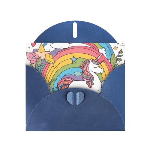 Hübsche horizontale Weihnachtskarte mit Regenbögen und Einhörnern, mit blauem herzförmigem Umschlag und zum Schreiben verschiedener Weihnachtsgrüße Hübsche horizontale Weihnachtskarte mit Regenbögen und Einhörnern, mit blauem herzförmigem Umschlag und zum Schreiben verschiedener Weihnachtsgrüße von BOAIHH
