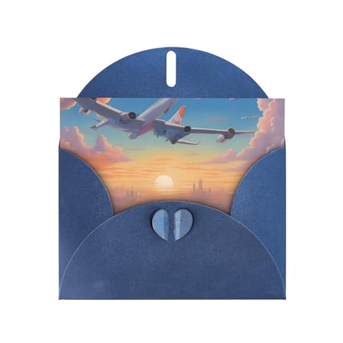 Schöne horizontale Flugzeug-Urlaubskarte mit blauem herzförmigem Umschlag und zum Schreiben verschiedener Urlaubsgrüße Schöne horizontale Flugzeug-Urlaubskarte mit blauem herzförmigem Umschlag und zum Schreiben verschiedener Urlaubsgrüße von BOAIHH